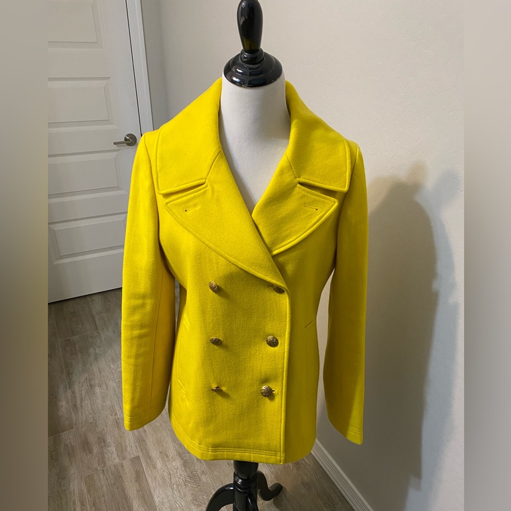 J CREW Mustard Yellow Stadium Cloth Peacoat